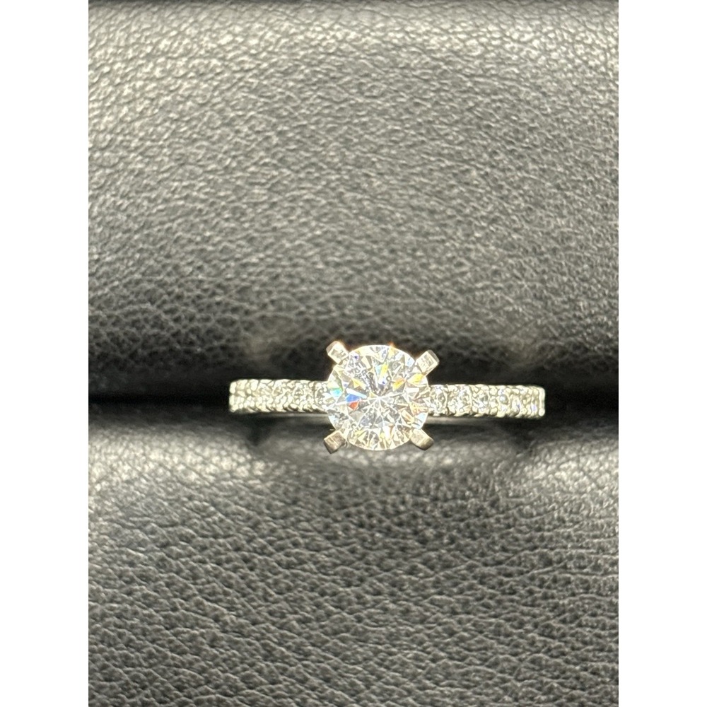EUC Sterling Silver Cubic Zirconia Engagement Ring Size 6.5 H3